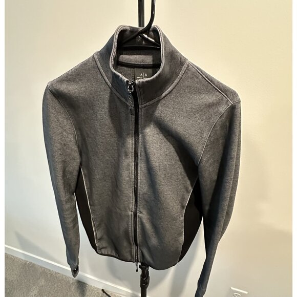 Armani Exchange Sweater Cardigan Men's Size L Full-Zip Gray Knit Jacket - Picture 1 of 12